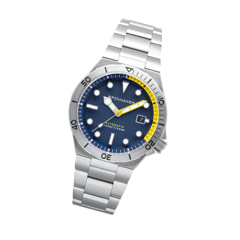 Spinnaker Hi-Beat Boettger Dive Watch with Midnight Navy Dial #SP-5083-DD tilt