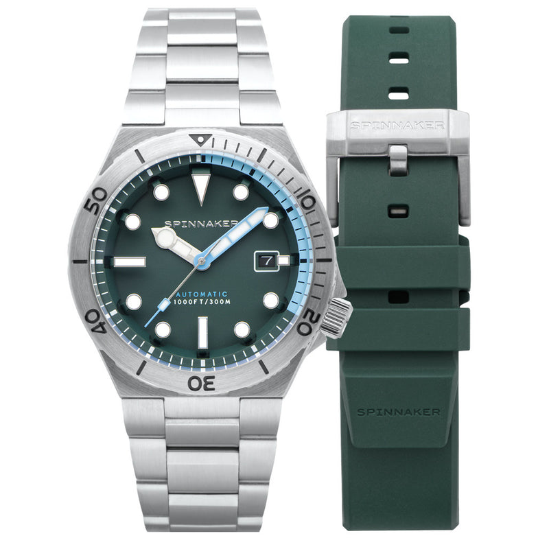 Spinnaker Hi-Beat Boettger Dive Watch with Forest Shadow Dial #SP-5083-EE extra strap