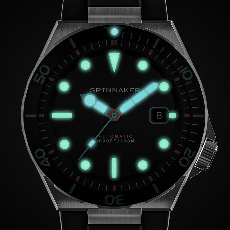 Spinnaker Hi-Beat Boettger Dive Watch with Forest Shadow Dial #SP-5083-EE lume