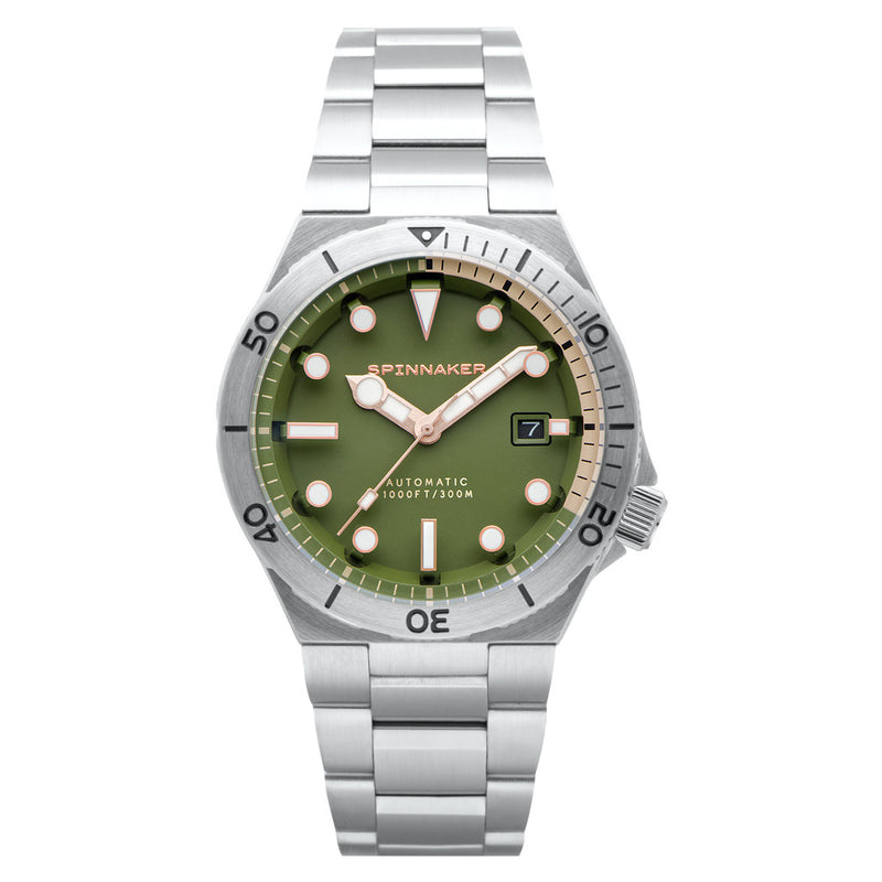Spinnaker Hi-Beat Boettger Dive Watch with Dark Olive Dial #SP-5083-FF zoom