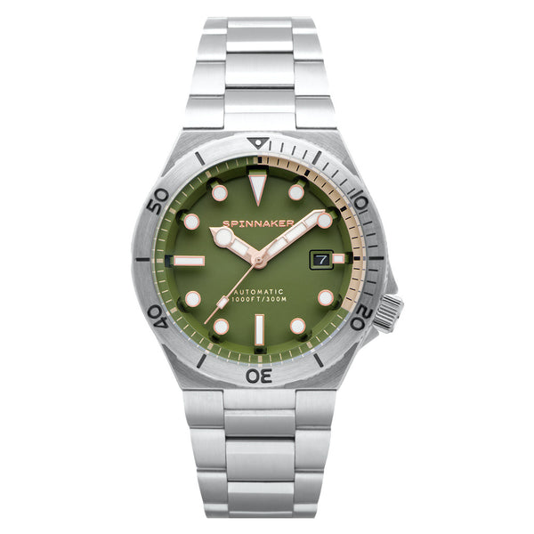 Spinnaker Hi-Beat Boettger Dive Watch with Dark Olive Dial #SP-5083-FF zoom