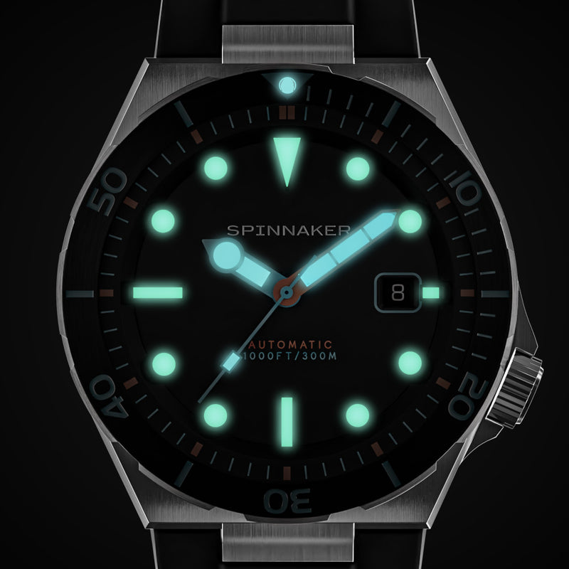 Spinnaker Hi-Beat Boettger Dive Watch with Dark Olive Dial #SP-5083-FF lume