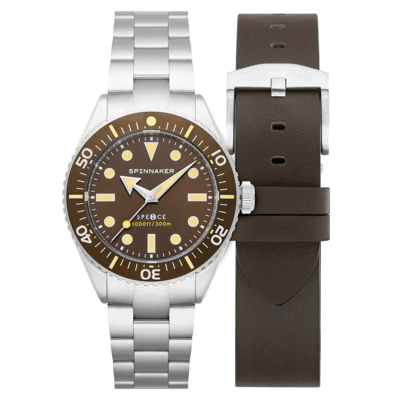 Spinnaker Spence 300 Automatic "Thin" Dive Watch with Hickory Brown Dial #SP-5097-33