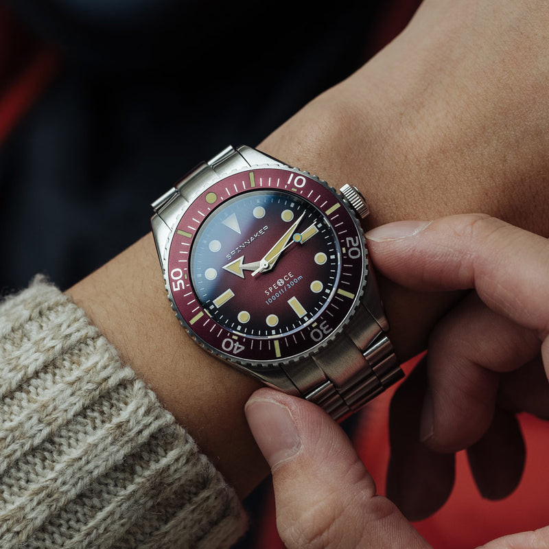 Spinnaker Spence 300 Automatic "Thin" Dive Watch with Crimson Red Dial #SP-5097-55