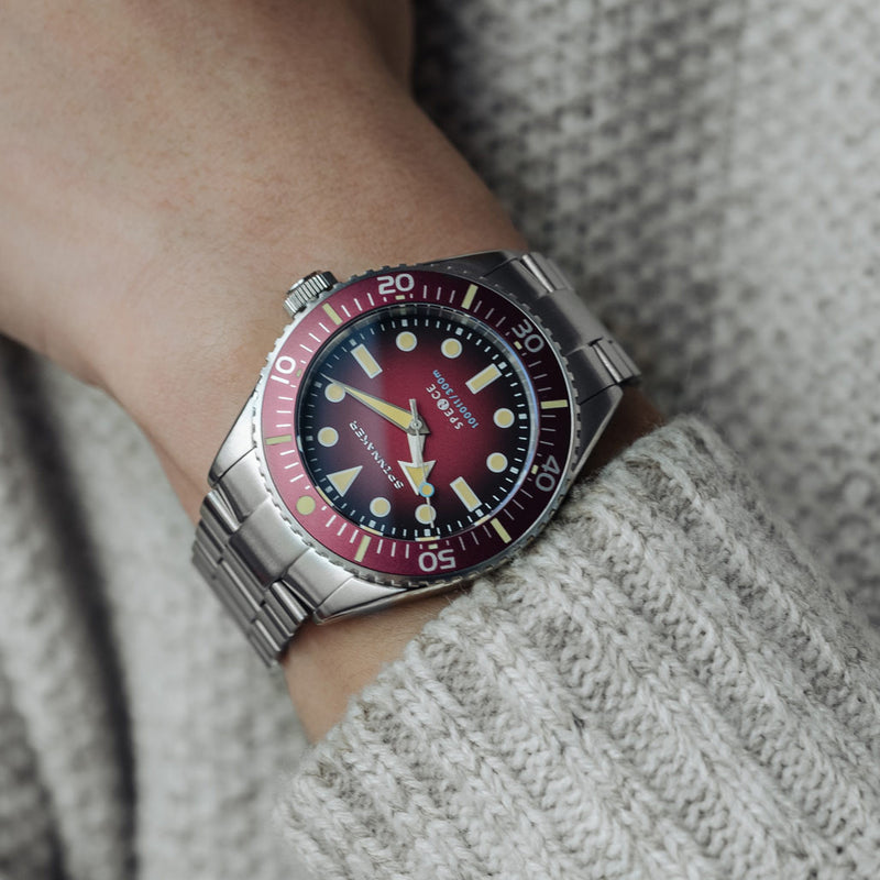 Spinnaker Spence 300 Automatic "Thin" Dive Watch with Crimson Red Dial #SP-5097-55