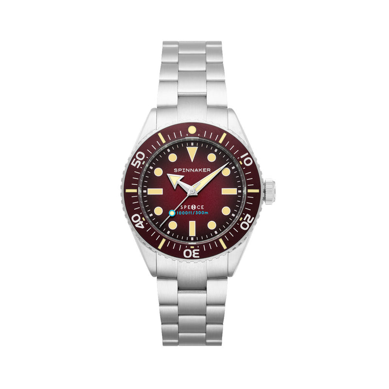 Spinnaker Spence 300 Automatic "Thin" Dive Watch with Crimson Red Dial #SP-5097-55