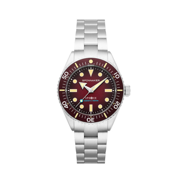 Spinnaker Spence 300 Automatic "Thin" Dive Watch with Crimson Red Dial #SP-5097-55