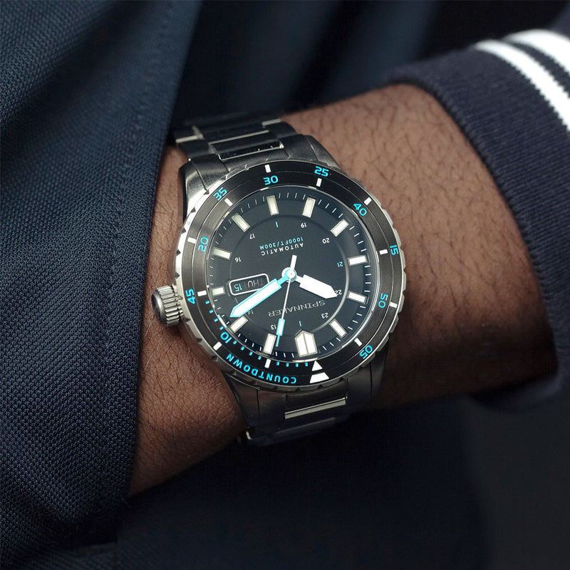 Spinnaker Hass Automatic Dive Watch with Pebble Black Dial #SP-5099-22 wrist