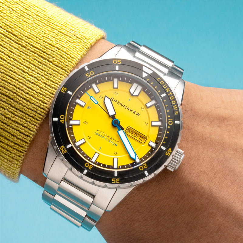 Spinnaker Hass Automatic Dive Watch with Safety Yellow Dial #SP-5099-33 wrist
