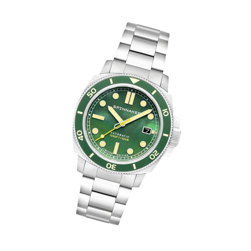 Spinnaker Hull Emerald Pearl Limited Edition Dive Watch #SP-5106-33