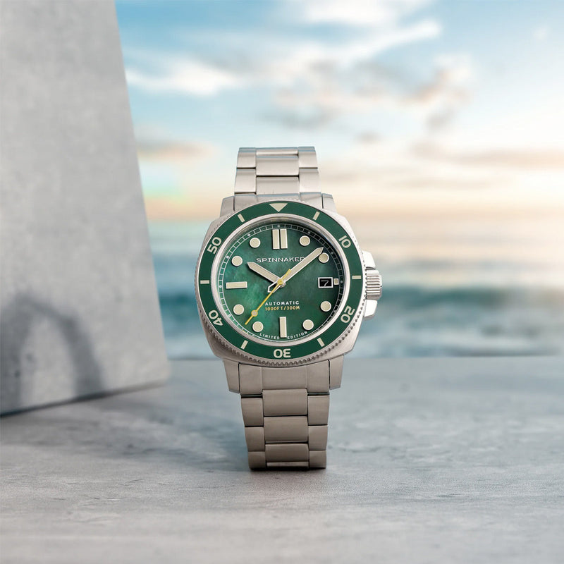 Spinnaker Hull Emerald Pearl Limited Edition Dive Watch #SP-5106-33