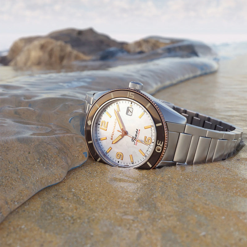 Spinnaker Fluess "White Pearl" Limited Edition Automatic Diver #SP-5108-33 lifestyle