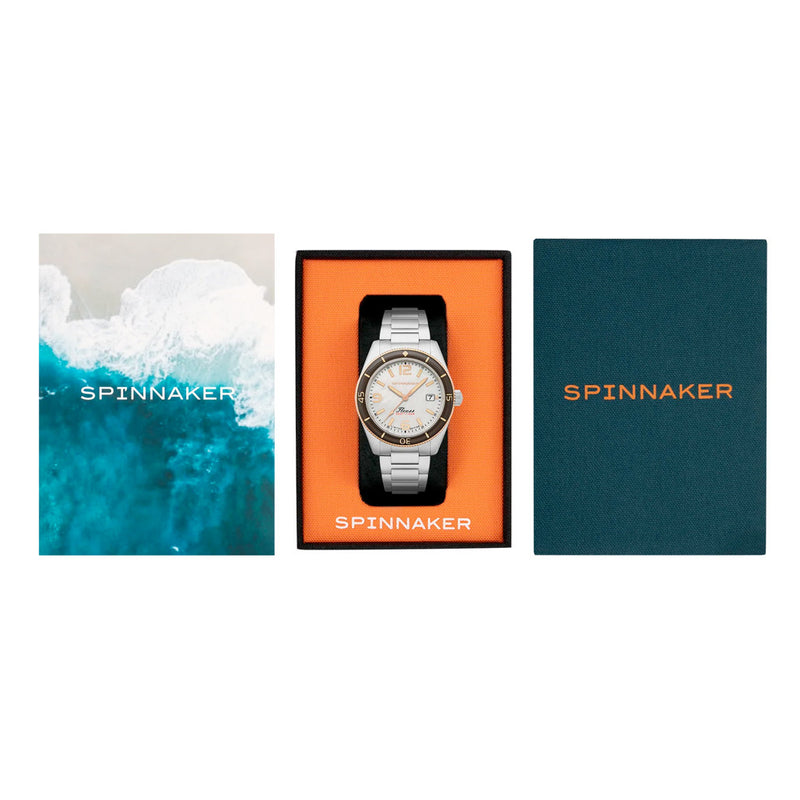 Spinnaker Fluess "White Pearl" Limited Edition Automatic Diver #SP-5108-33 packaging