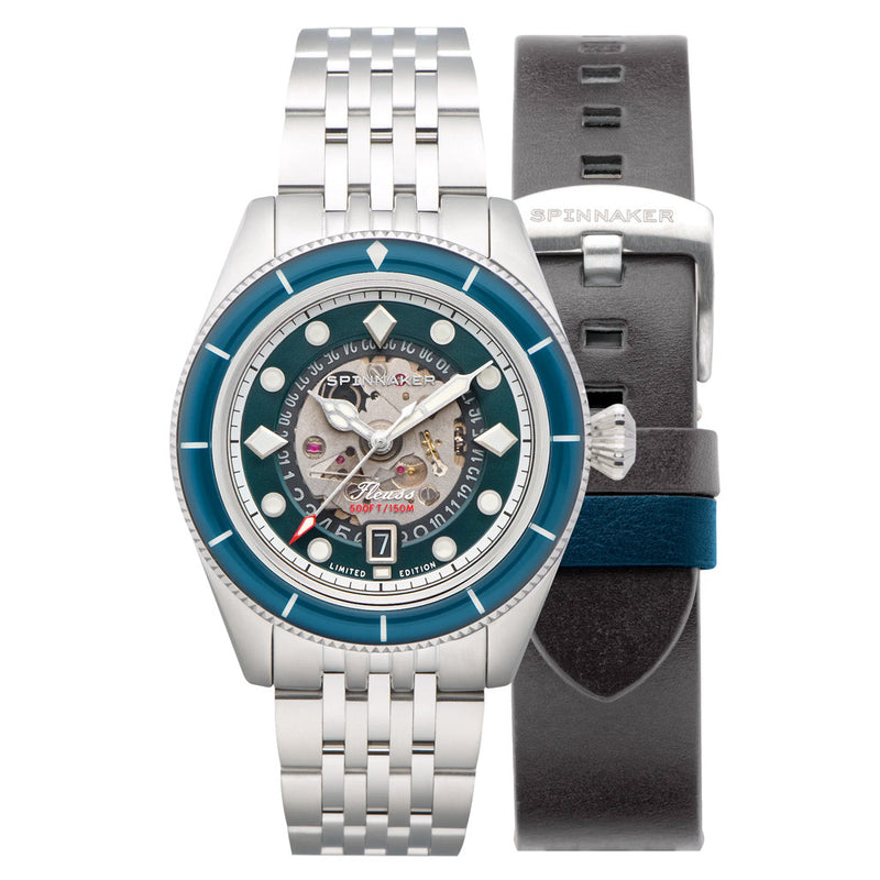 Spinnaker Fleuss Automatic Marlborough Ltd Edition with Teal Dial #SP-5116-22 extra strap