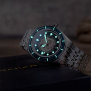Spinnaker Fleuss Automatic Marlborough Ltd Edition with Teal Dial #SP-5116-22 lifestyle lume