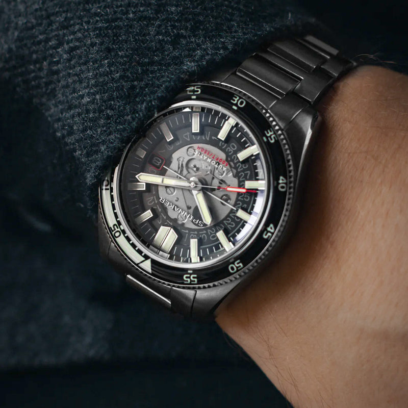Spinnaker Fleuss Automatic Severn Black Skeleton Dial #SP-5118-11