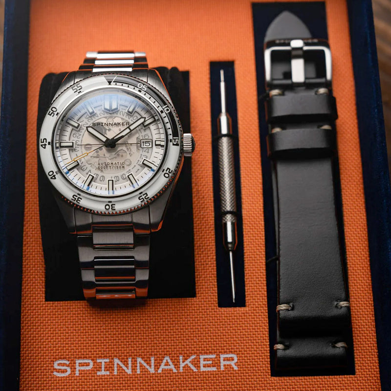 Spinnaker Fleuss Automatic Severn White Skeleton Dial #SP-5118-33