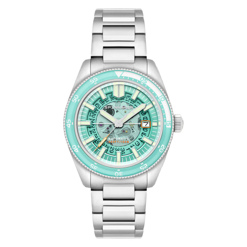 Spinnaker Fleuss Automatic Severn Turquoise Skeleton Dial #SP-5118-44