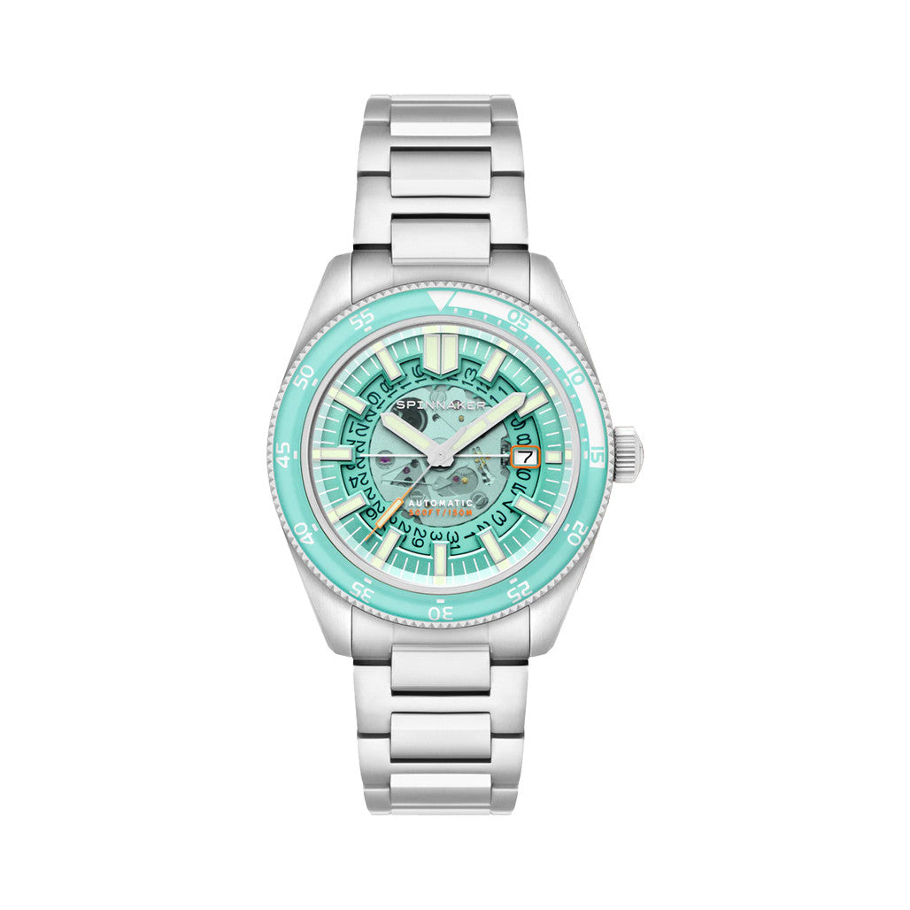 Spinnaker Fleuss Automatic Severn Turquoise Skeleton Dial #SP-5118