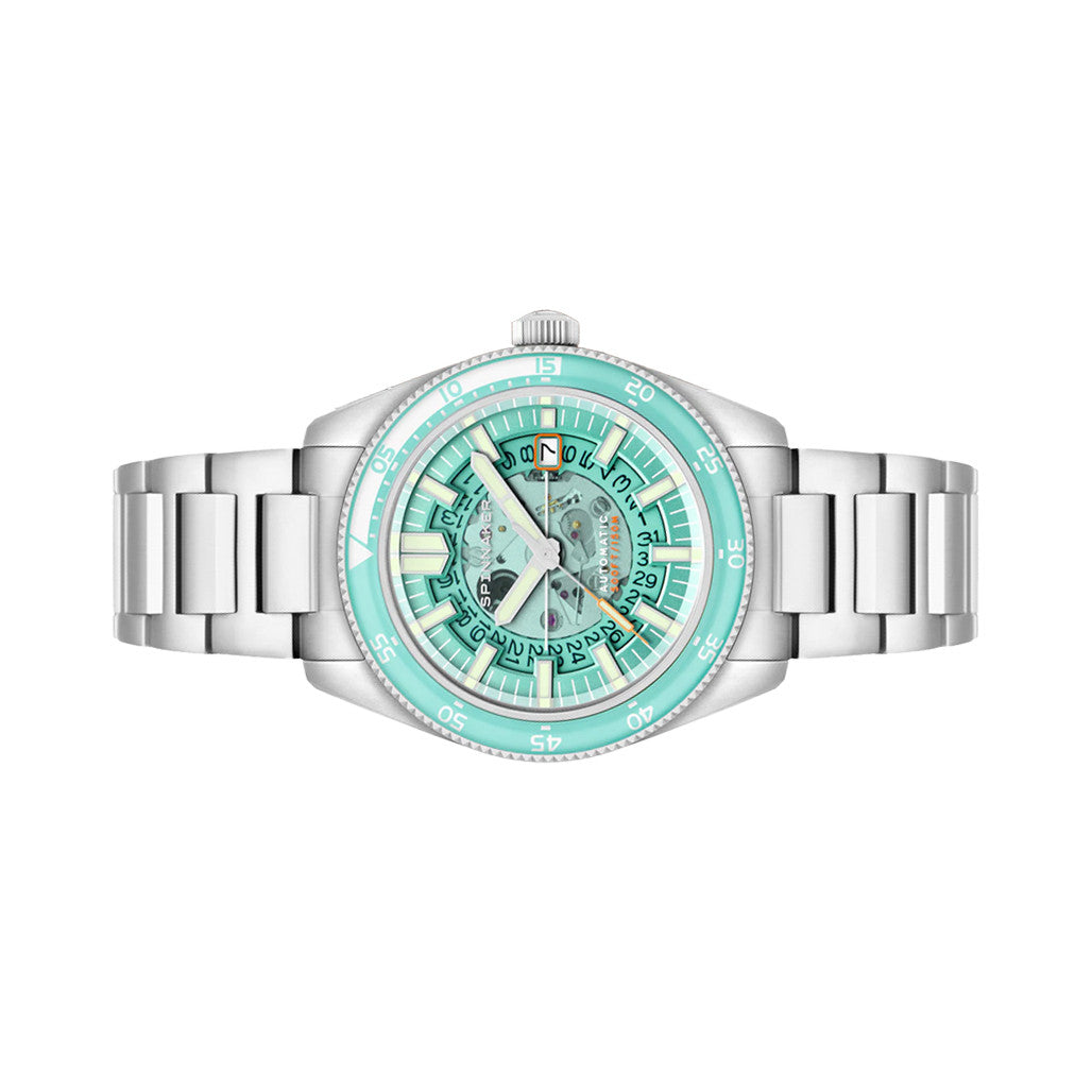 Spinnaker Fleuss Automatic Severn Turquoise Skeleton Dial #SP-5118