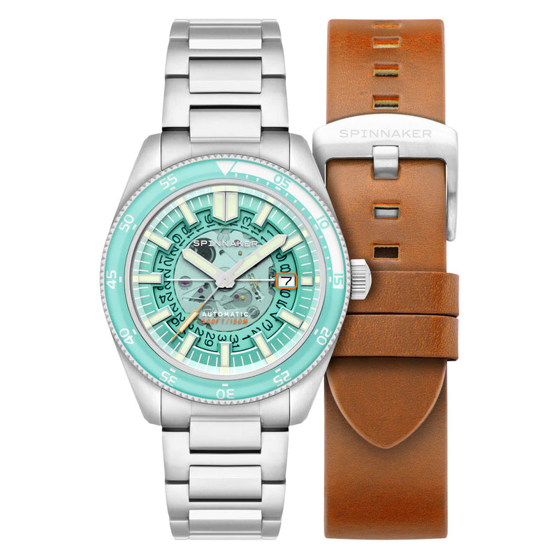 Spinnaker Fleuss Automatic Severn Turquoise Skeleton Dial #SP-5118-44