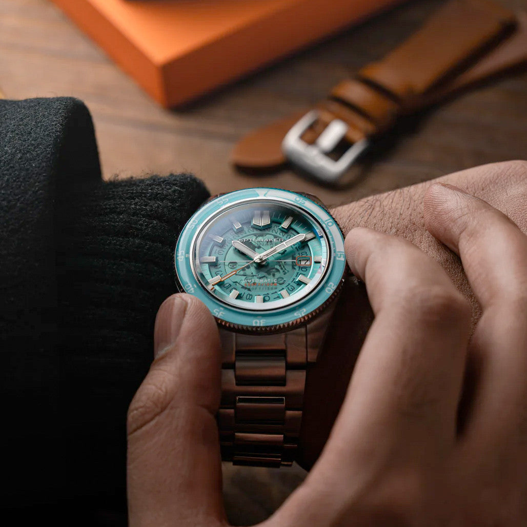 ベルカント・エミル・ホフマン・ジュニア　マンドラ Spinnaker Fleuss Automatic Severn Turquoise Skeleton Dial #SP-5118