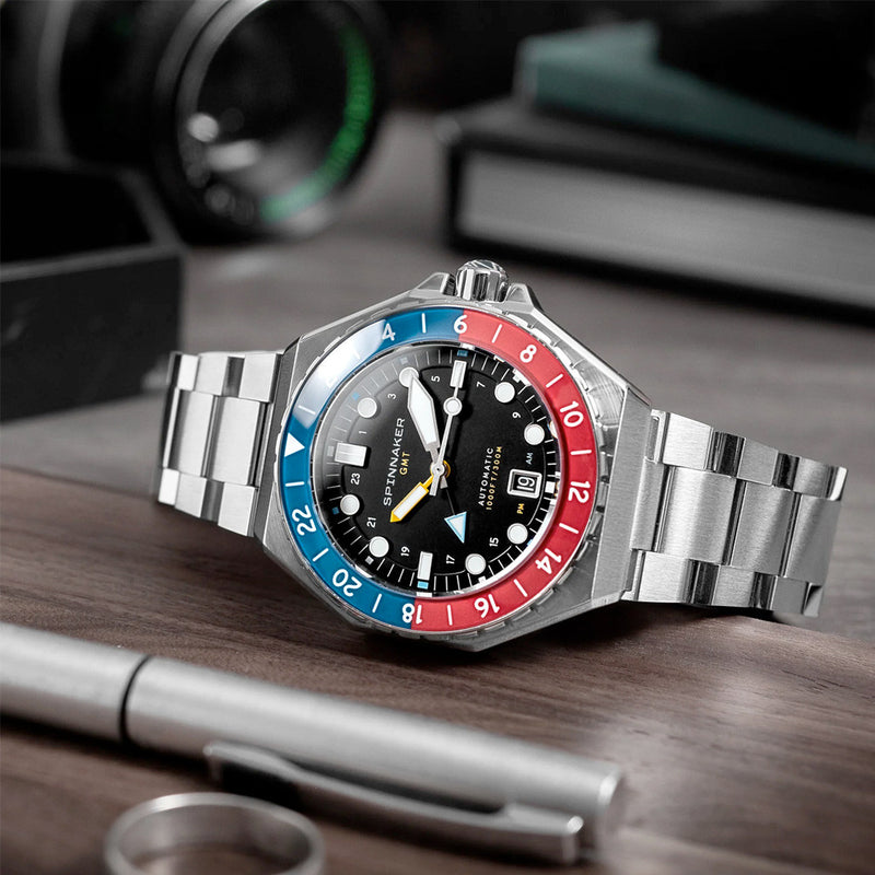 Spinnaker Dumas GMT Cobalt Crimson Automatic Dive Watch #SP-5119-44