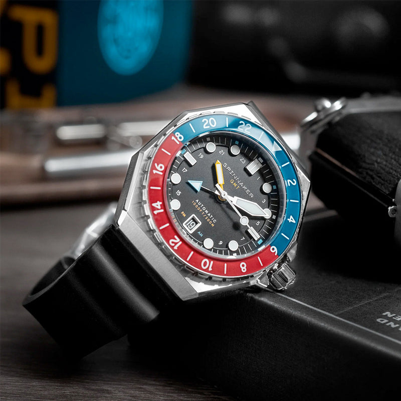 Spinnaker Dumas GMT Cobalt Crimson Automatic Dive Watch #SP-5119-44