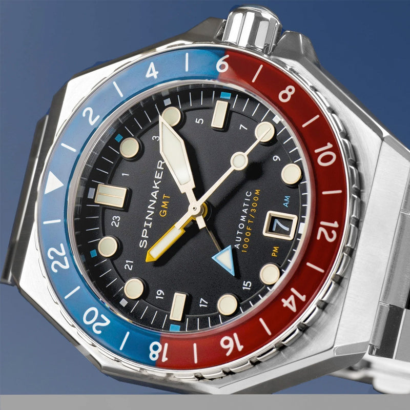 Spinnaker Dumas GMT Cobalt Crimson Automatic Dive Watch #SP-5119-44