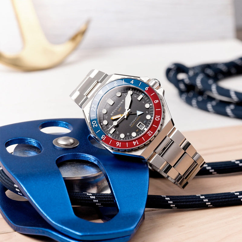Spinnaker Dumas GMT Cobalt Crimson Automatic Dive Watch #SP-5119-44