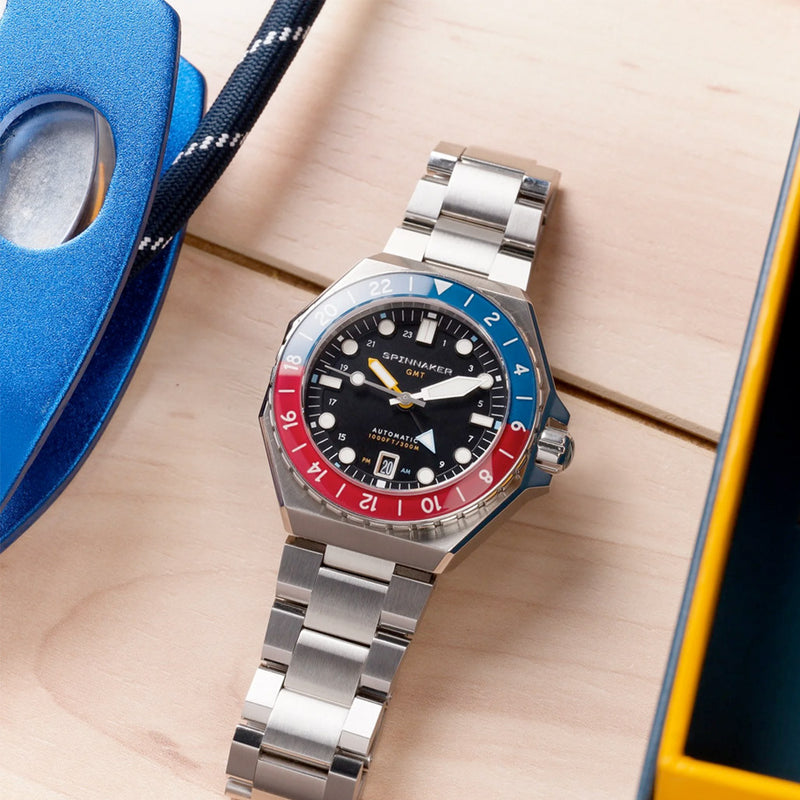 Spinnaker Dumas GMT Cobalt Crimson Automatic Dive Watch #SP-5119-44