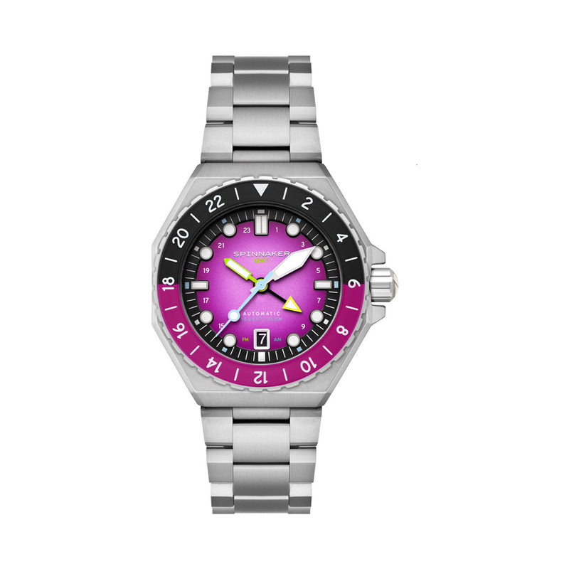 Spinnaker Dumas GMT Automatic Watch with Cadmium Violet Dial #SP-5119-66