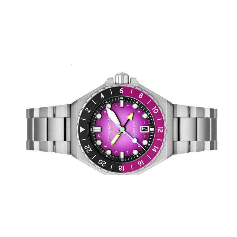 Spinnaker Dumas GMT Automatic Watch with Cadmium Violet Dial #SP-5119-66