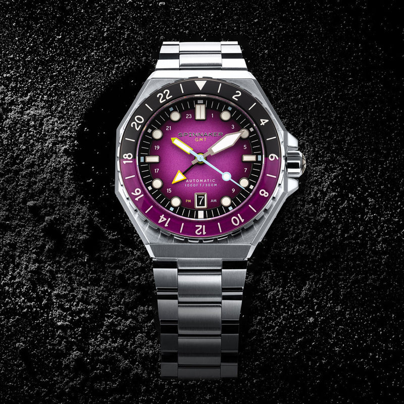 Spinnaker Dumas GMT Automatic Watch with Cadmium Violet Dial #SP-5119-66