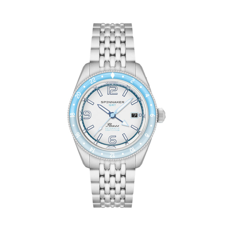 Spinnaker Fleuss GMT Automatic Watch with Moon White Dial #SP-5120-22