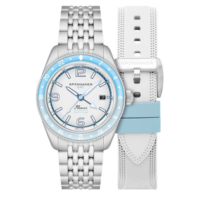 Spinnaker Fleuss GMT Automatic Watch with Moon White Dial #SP-5120-22