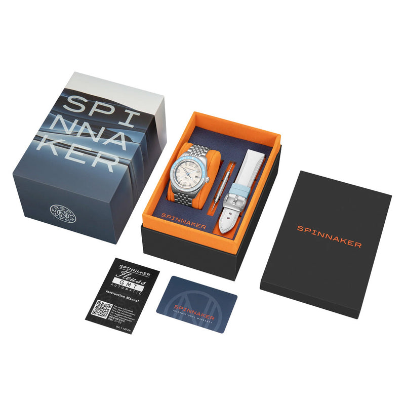 Spinnaker Fleuss GMT Automatic Watch with Moon White Dial #SP-5120-22