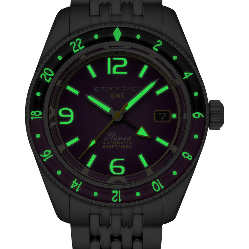 Spinnaker Fluess GMT Automatic Watch with Dull Violet Dial #SP-5120-77