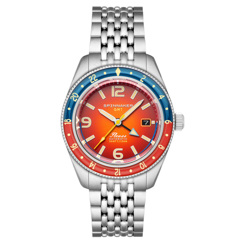 Spinnaker Fluess GMT Automatic Watch with Burnt Orange Dial #SP-5120-99