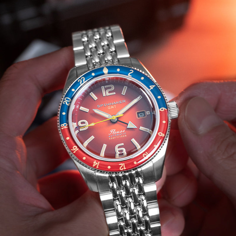 Spinnaker Fluess GMT Automatic Watch with Burnt Orange Dial #SP-5120-99