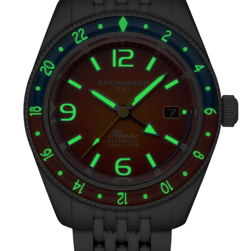 Spinnaker Fluess GMT Automatic Watch with Burnt Orange Dial #SP-5120-99