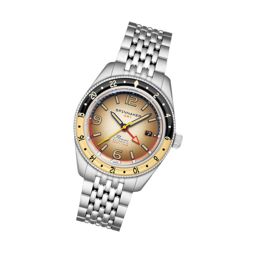 時計 automatic Spinnaker Fluess GMT Automatic Watch with Sandstorm Brown Dial #SP