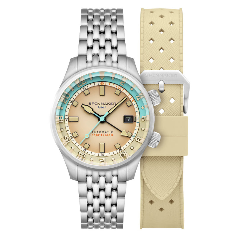 Spinnaker Bradner GMT Automatic watch with Beige Linen Dial #SP-5121-77