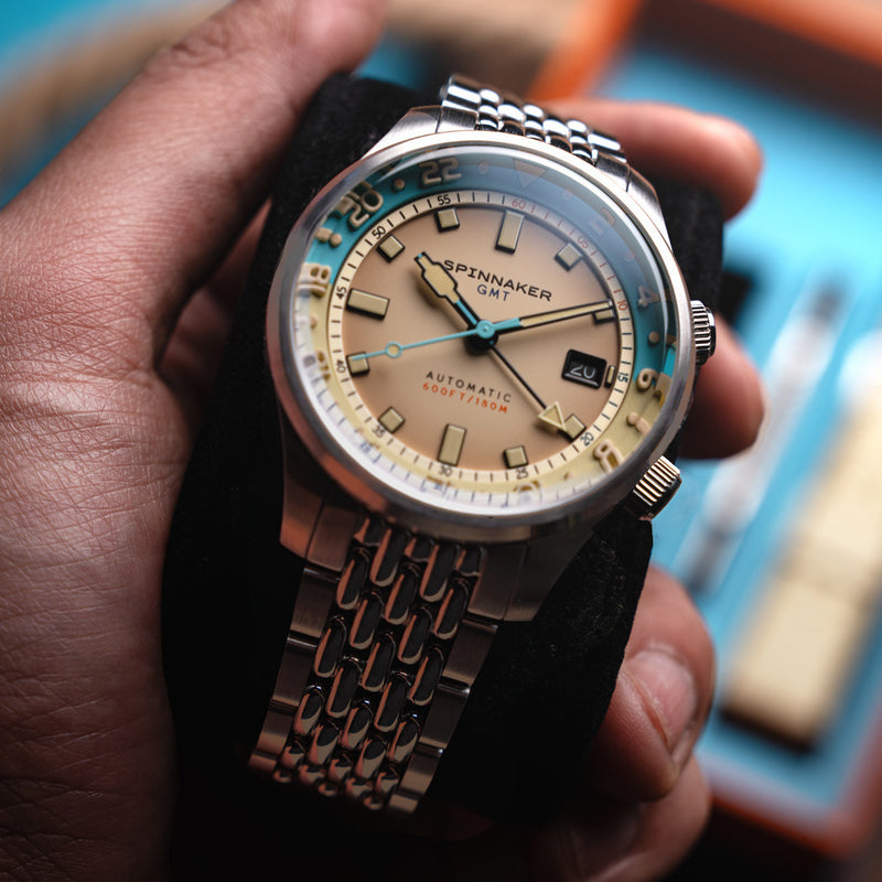Spinnaker Bradner GMT Automatic watch with Beige Linen Dial #SP-5121-77