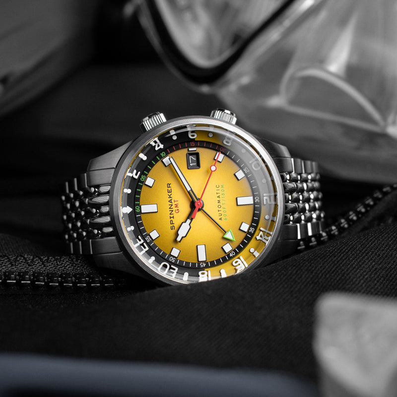 Spinnaker Bradner GMT Automatic watch with Ochre Yellow Dial #SP-5121-99