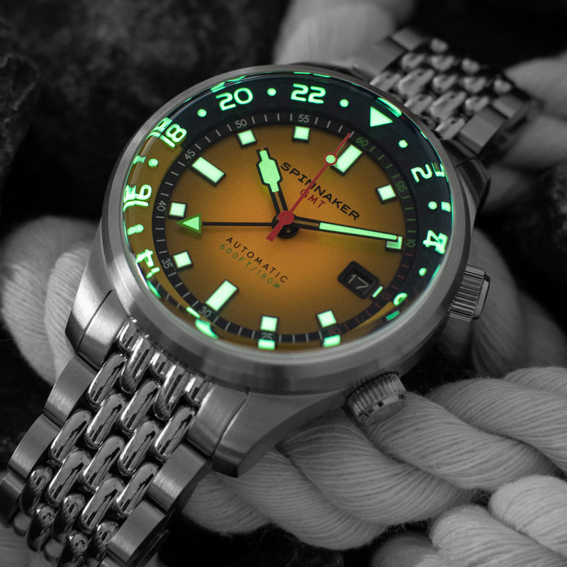 Spinnaker Bradner GMT Automatic watch with Ochre Yellow Dial #SP-5121-99