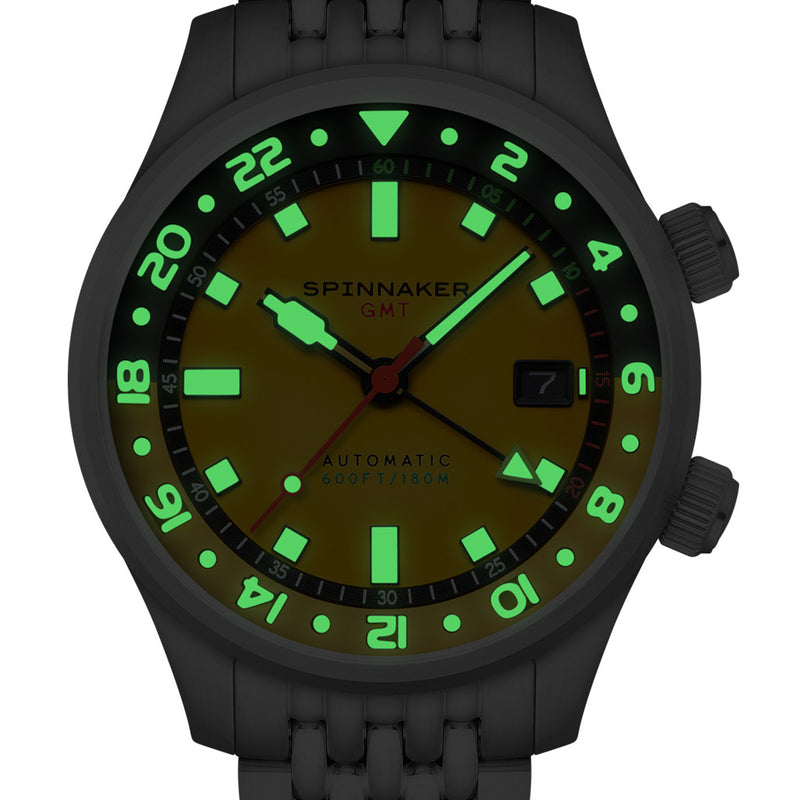 Spinnaker Bradner GMT Automatic watch with Ochre Yellow Dial #SP-5121-99