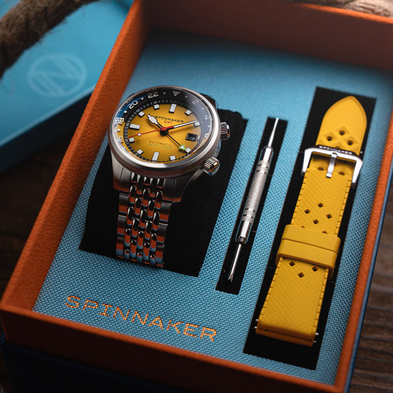 Spinnaker Bradner GMT Automatic watch with Ochre Yellow Dial #SP-5121-99