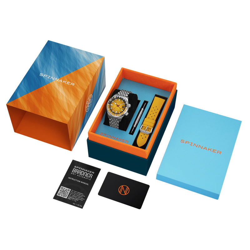 Spinnaker Bradner GMT Automatic watch with Ochre Yellow Dial #SP-5121-99