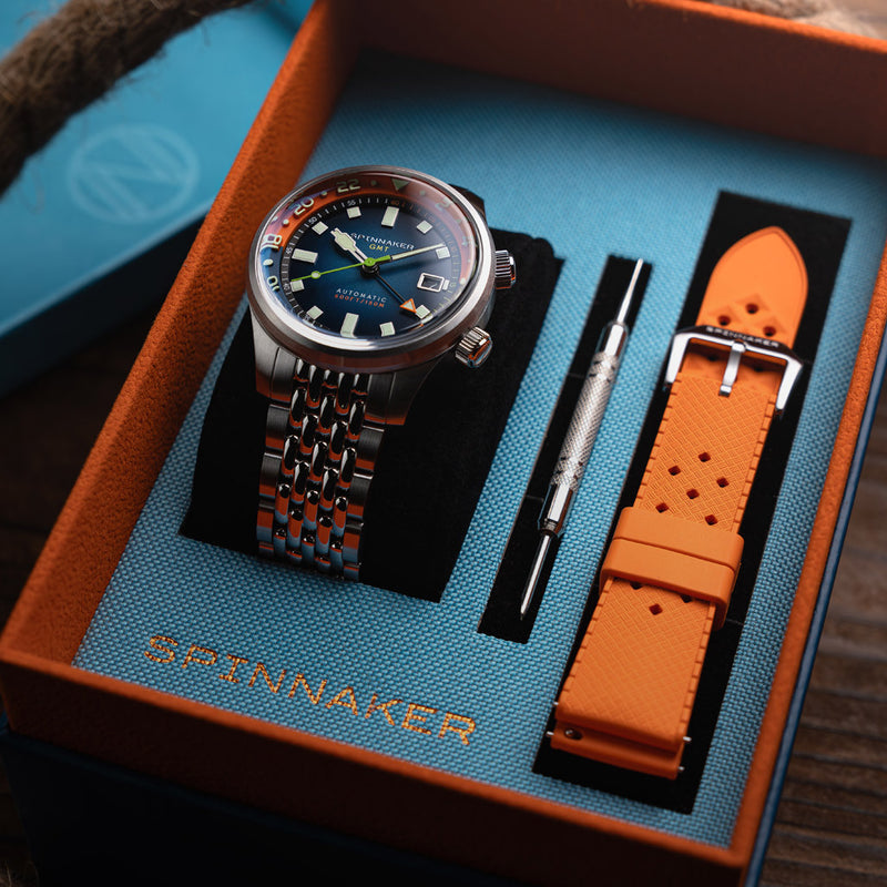 Spinnaker Bradner GMT Automatic watch with Orange Blue Dial #SP-5121-AA